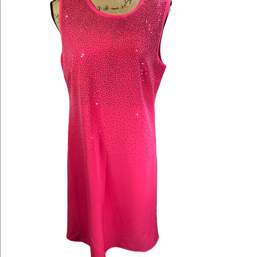 Tahari Sequin Dress Sleeveless Fuchsia Sz 10 New with Tags